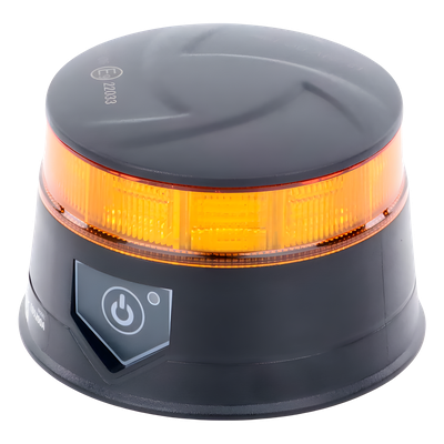Baliza LED Recargable / Color Ámbar / IP67 / 12-24 V / 7 Patrones de Destello / Montaje Magnético y Succión