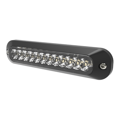 Luz Auxiliar LED / 12 LEDs Rojo/Azul / 70 Patrones de Destello / SAE J595 Clase I / 12-24 VCC / 6.2″ (157 mm) x 0.8″ (20 mm) x 1.4″ (35 mm)