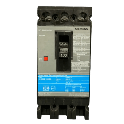 Interruptor Termomagnético / 3 Polos / 100 A / 600 VCA / Capacidad Interruptiva 65 kA / Sin Zapatas Principales