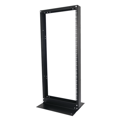 Rack de 2 Postes / 24 UR / 19″ EIA-310D / Carga 460 kg / Base L para Piso / Acero Cal. 11 y 14
