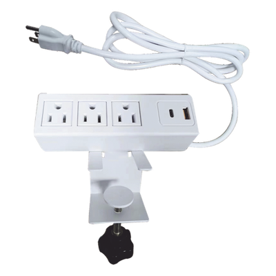 Tomacorriente para Escritorio / 3 Contactos 110VCA / 2 Puertos USB-A y USB-C PD / Bracket Ajustable / 154.7 x 38 x 48.7 mm