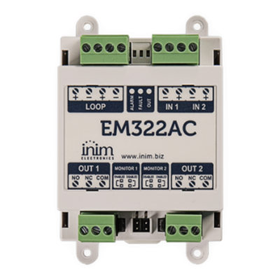 Módulo de Control / 2 Entradas Supervisadas / 2 Salidas de Relé 230 VCA / LoopMap / Autodireccionamiento 240 Direcciones / EN54-17 y EN54-18