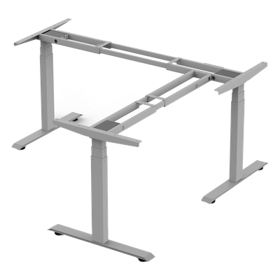 Base de Escritorio Motorizado Tipo L (3 Columnas) / Altura Ajustable 60-125cm (1.97-4.10ft) / Carga 150Kg / 4 Presets / Elevación 38mm/s / Color Gris