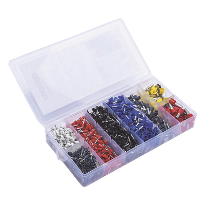 Terminales Tipo Ferrul / 1200 Piezas / Cobre/Latón Chapado en Estaño / Polipropileno / 0.5 a 10.0 mm2 / AWG 20 a 7