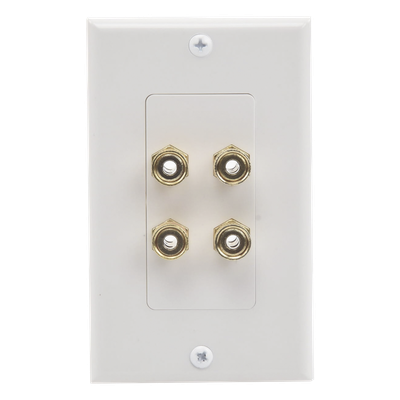 Placa de Pared para Altavoces / 2 Canales / Postes Tipo Banana / Conectores Chapados en Oro / Estilo Decora 1 Unidad / 75 x 115 mm