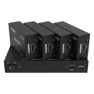 Splitter Extensor HDMI 1×4 / 4K@60Hz / Transmisión 60 m (196.9 ft) / Cable Cat6 / EDID / HDCP 2.2 / Salida Loop