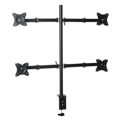 Soporte de Escritorio Articulado / 4 Monitores 13 a 27″ / Carga 15 kg (33 lbs) por Pantalla / VESA 75×75 y 100×100 / Acero / Giro ±30°