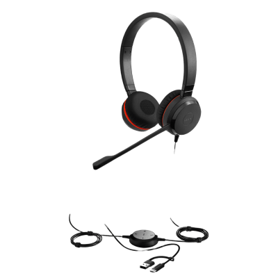 Auricular Profesional UC / Cancelación de Ruido Avanzada / Conexión Dual USB-C/A y 3.5 mm / Micrófono con Supresión de Ruido de Fondo / Controlador en Cable con LED / Almohadillas para Uso Prolongado