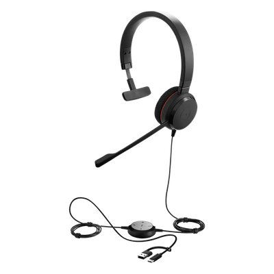 Headset Profesional Mono / Cancelación de Ruido Avanzada / USB-C/A Plug-and-Play / Certificación UC y Microsoft Teams / Altavoces 28 mm / Control Integrado de Llamadas