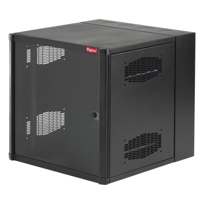 Gabinete de Pared para Rack / 12 UR / 19 Pulgadas / Puerta con Vidrio Templado / 600 mm (23.6 in) Ancho / Ventilación Cruzada / Negro