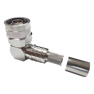 Conector Coaxial N Macho / Ángulo Recto / Plegable Hex. / Pin Cautivo / 50 Ohm / RG8-LMR400-CNT400