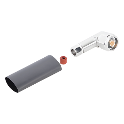 Conector Coaxial Tipo N Macho / Ángulo Recto / Cable FSJ1-50A 1/4″ / 0-6000 MHz / Potencia Pico 6.4 kW / IP68