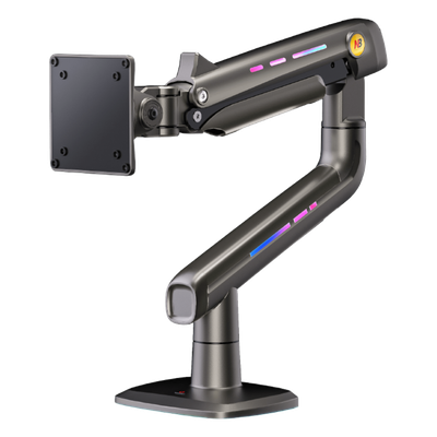 Soporte Mecánico para Monitor / 32″ a 60″ / Carga 2-20 kg (4.4-44 lbs) / VESA 75×75 y 100×100 mm / Iluminación RGB / Resorte de Alta Precisión / Rotación 360°