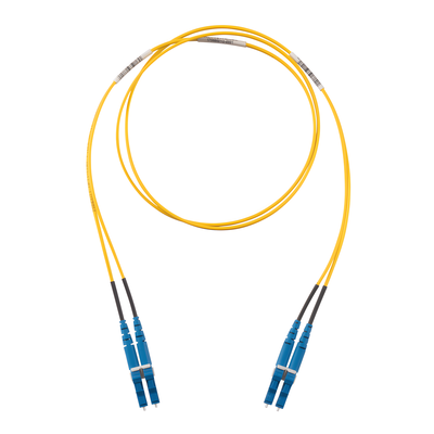 Jumper de Fibra Óptica / Monomodo OS2 9/125 / LC-LC Dúplex / OFNR Riser / 8 m (26.25 pies) / Amarillo