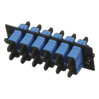 Placa Acopladora de Fibra Óptica / 6 Conectores SC Dúplex / 12 Fibras Monomodo OS1/OS2 / Color Azul