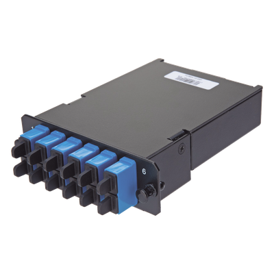 Placa Acopladora de Fibra Óptica / 12 Fibras Monomodo OS2 / 6 Conectores LC Duplex / Pérdida de Inserción ≤0.35 dB / Color Azul TIA/EIA-568-C.3