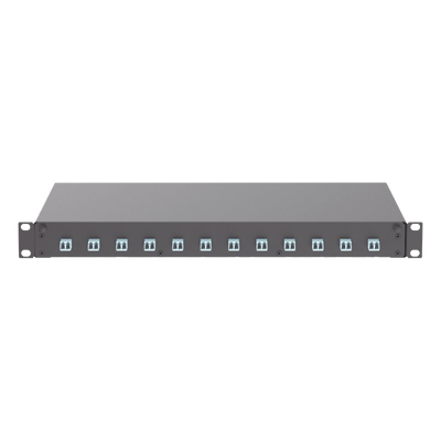 Distribuidor de Fibra Óptica / 12 Conectores LC Duplex (24 Fibras) / Multimodo OM3/OM4 / 1 UR / 17.5 in (444.5 mm) Ancho / 12.13 in (308.2 mm) Profundidad