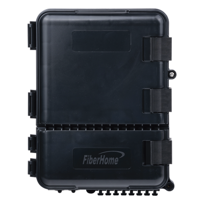 Caja de Distribución de Fibra Óptica / 24 Empalmes / 8 Acopladores SC/APC Simplex / IP55 Exterior / Montaje en Poste
