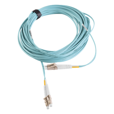 Jumper de Fibra Óptica / Multimodo OM3 50/125 µm / LC-LC Duplex / OFNR / 15 m (49.21 ft) / Aqua
