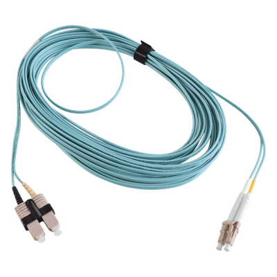 Jumper de Fibra Óptica / Multimodo 50/125 OM3 / LC-SC Duplex / OFNR / Aqua / 10 m (32.81 ft)