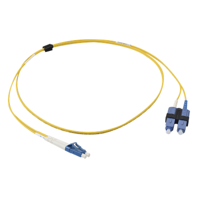 Jumper de Fibra Óptica Monomodo / OS2 / XGLO / Riser / LC/UPC-SC/UPC Duplex / OFNR / Amarillo / 1 Metro (3.28 Pies)