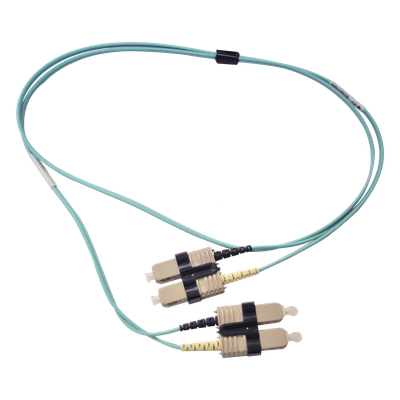 Jumper de Fibra Óptica Multimodo / 50/125 OM3 / SC-SC Duplex / OFNR / Aqua / 1 Metro (3.28 Pies)