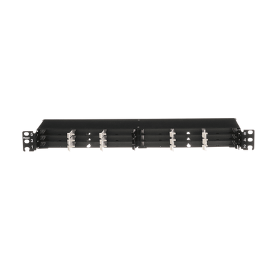 Panel de Distribución de Fibra Óptica / 1 UR / 19″ / 144 Fibras / 18 Cassettes HD Flex / 4 Espacios / 1.72″ (43.7 mm) Alto