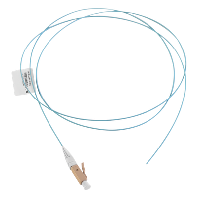 Pigtail de Fibra Óptica / LC Simplex / Multimodo OM3 50/125 / OFNR / Aqua / 1 Metro (3.28 Pies)