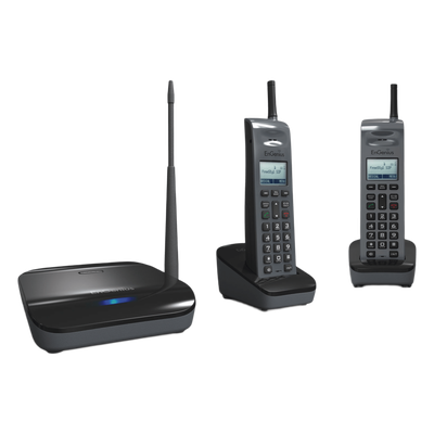 Sistema Telefónico Inalámbrico SIP / 902-928 MHz / 10 Cuentas SIP / 4 Llamadas Simultáneas / Cobertura 6 Pisos / Base + 2 Teléfonos