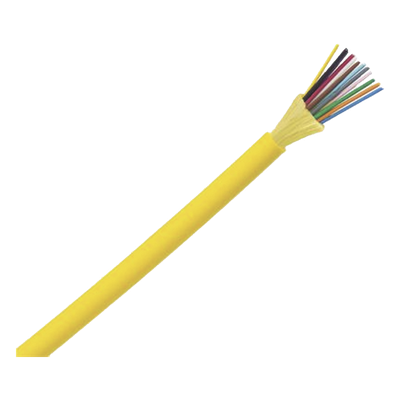 Cable de Fibra Óptica / 12 Hilos Monomodo OS2 9/125 / Interior Tight Buffer 900µm / LSZH Dieléctrico / 2 pies Marcas