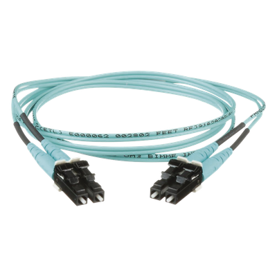Jumper de Fibra Óptica / Multimodo OM3 50/125 / LC-LC Dúplex / OFNR Riser / Aqua / 1 m (3.28 ft)