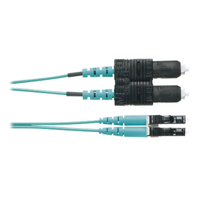 Jumper de Fibra Óptica / Multimodo OM3 50/125 / LC-SC Dúplex / OFNR Riser / Aqua / 1 m (3.28 ft)