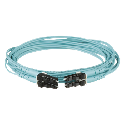 Jumper de Fibra Óptica / OM4 50/125 / LC-LC Duplex / OFNR Riser / Aqua / 1 Metro (3.28 Pies)
