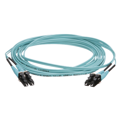 Jumper de Fibra Óptica Multimodo OM4 50/125 / LC-LC Dúplex / OFNR Riser / Aqua / 3 m (9.84 ft)