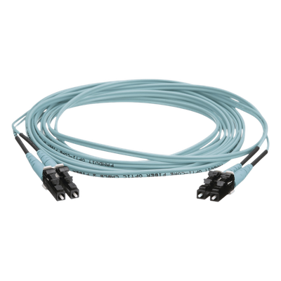 Jumper de Fibra Óptica / OM4 50/125 / LC-LC Dúplex / OFNR Riser / Aqua / 9 m (29.53 ft)