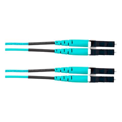 Jumper de Fibra Óptica / Multimodo OM4 50/125 μm / LC-LC Dúplex / OFNR Riser / 25 m (82 ft) / Color Aqua