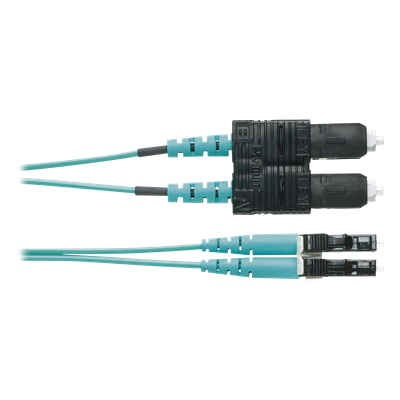 Jumper de Fibra Óptica / OM4 50/125 / LC-SC Duplex / OFNR Riser / Aqua / 1 Metro (3.28 Pies)