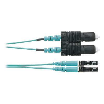Jumper de Fibra Óptica / OM4 50/125 / LC-SC Duplex / OFNR Riser / Aqua / 2 m (6.56 pies)