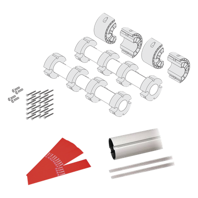 Kit de Mástil para Barrera Vehicular / 8 m (26.2 ft) / 2 Secciones Tubulares 4 m (13.1 ft) / Junta Telescópica / Tiras Reflectantes
