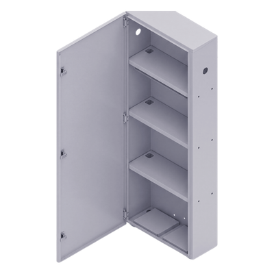 Gabinete para Baterías / Acero Galvanizado / 4 Unidades / Montaje en Poste / Exterior / 1050 mm (3.44 ft) de Altura