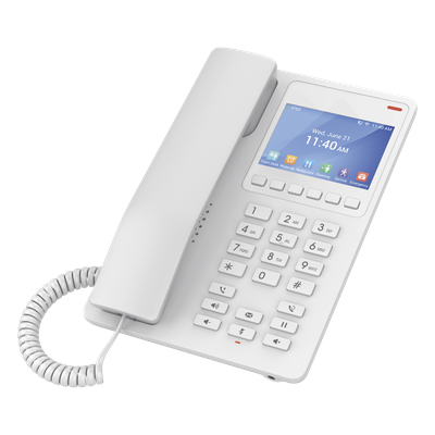 Teléfono IP Hotelero / Pantalla LCD Color / 2 Líneas SIP / Wi-Fi 6 / Códec Opus / 3 Vías Conferencia