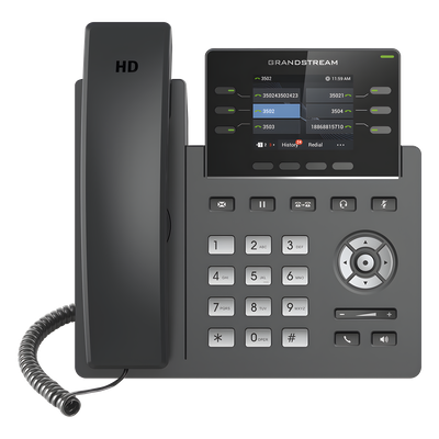 Teléfono IP / 3 Líneas SIP / 6 Cuentas / Pantalla 2.4″ / PoE / Gigabit / Audio HD Opus