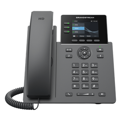 Teléfono IP / 3 Líneas SIP / 12 Botones Virtuales Programables / Pantalla LCD 2.8 Pulgadas / Puertos Gigabit con PoE / Audio HD