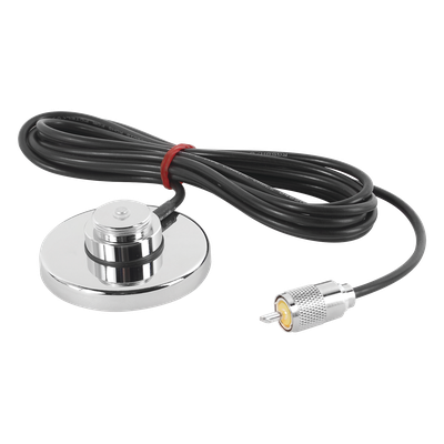 Montaje Magnético para Antena / NMO 3/4″ / Cable RG58U 3.5 m (11.5 ft) / Conector UHF Macho PL259 / 50Ω / Exterior