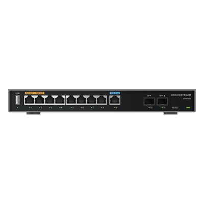 Router Gigabit VPN / Balanceador de cargas / 60,000 sesiones NAT / 9 puertos RJ45 Gigabit + 2 puertos SFP / PoE entrada y salida / Compatible con GWN Cloud