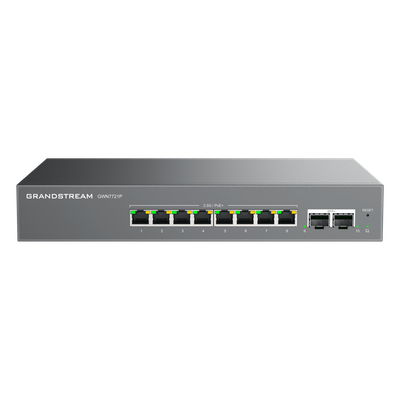 Switch L2 Lite Administrable de 10 Puertos / 8 Puertos Ethernet 2.5 Gbps / 2 Puertos SFP+ 10 Gbps / PoE+ 802.3af/at / VLAN 802.1Q / QoS / IGMP Snooping / Montaje Escritorio, Pared o Rack 19″ (0.48 m)