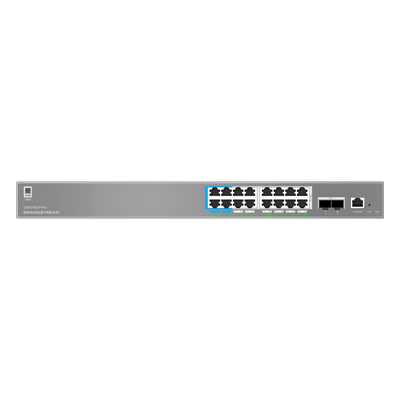 Switch Empresarial L2++ / 16 Puertos Gigabit PoE++ 250W / 2 Puertos SFP+ 10G / Switching 72 Gbps / Gestión Cloud y Local / VLAN 4K / QoS Avanzado