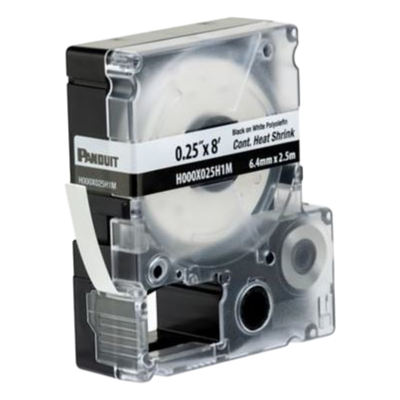 Casete de Etiquetas / Tubo Termocontráctil / 6.4 mm (0.25 in) Ancho / 2.4 m (7.87 ft) Largo / Calibre 22-18 AWG / Poliolefina Blanca