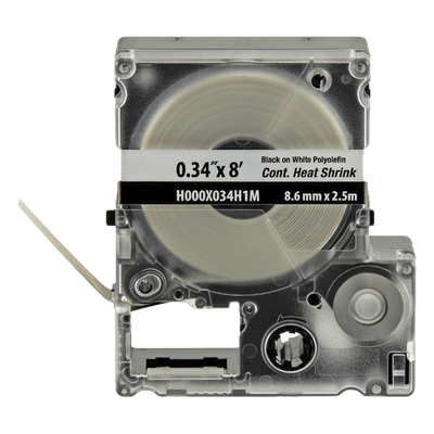 Casete de Etiquetas Termocontráctiles / Poliolefina Grado Militar / 8.6 mm Ancho / 2.4 m Largo / 18-12 AWG / Blanco