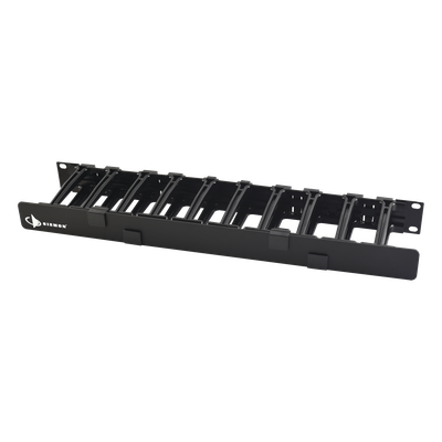 Organizador de Cable Horizontal / 19in Rack / 4in (0.33ft) Profundidad / 1UR / Puerta Doble Bisagra
